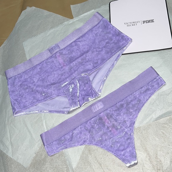 2pcs UNISEX Victoria’s Secret/PINK VELVET Boyshort & Thong Underwear - Picture 1 of 15